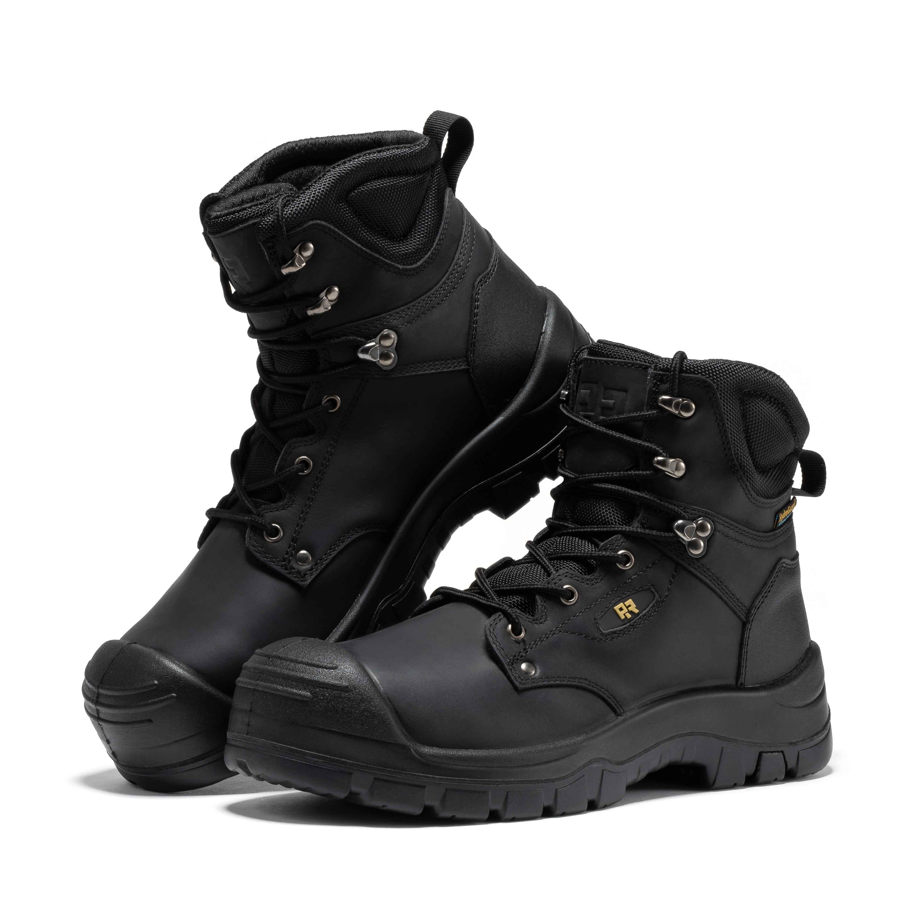 ROCKROOSTER Waterproof Composite Toe Work Boots - Woodland Black 6 Inch Leather Construction Boots AK662