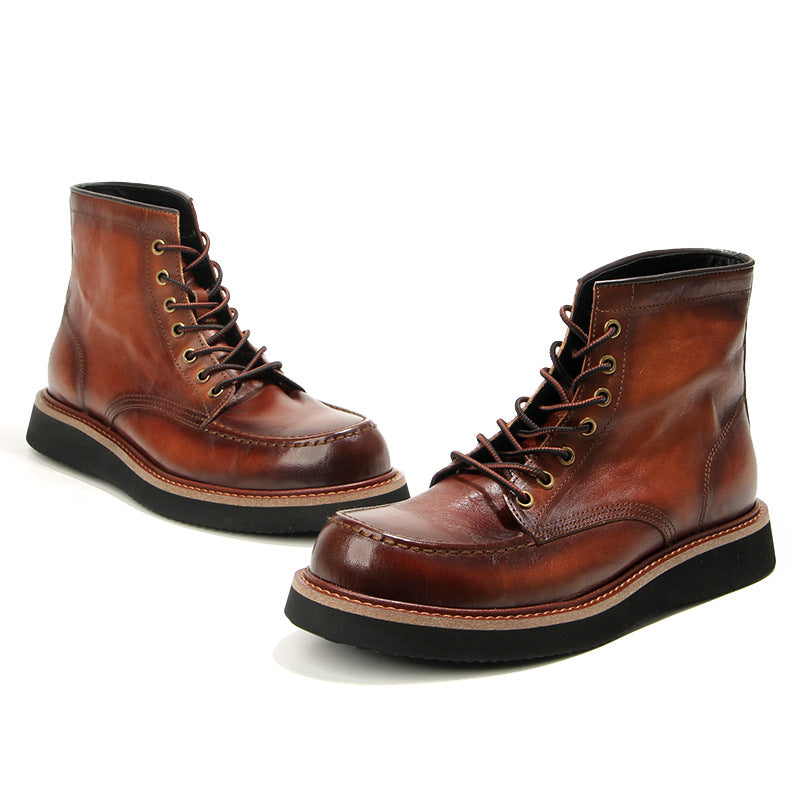 Retro Men's boots Genuine leather Men's ankle boots Handmade Luxury Men's shoes leather Boots Cowhide Business boots Quality