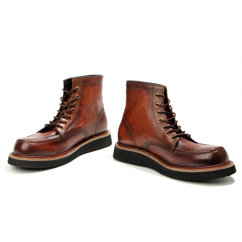Retro Men's boots Genuine leather Men's ankle boots Handmade Luxury Men's shoes leather Boots Cowhide Business boots Quality