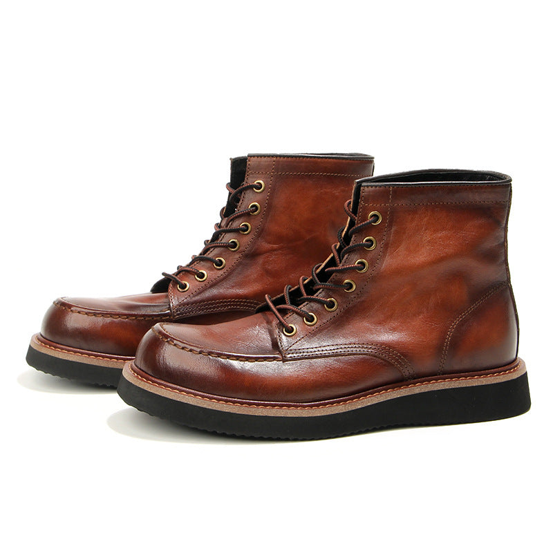 Retro Men's boots Genuine leather Men's ankle boots Handmade Luxury Men's shoes leather Boots Cowhide Business boots Quality