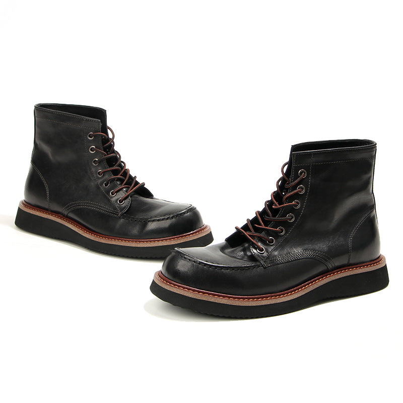 Retro Men's boots Genuine leather Men's ankle boots Handmade Luxury Men's shoes leather Boots Cowhide Business boots Quality