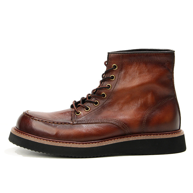 Retro Men's boots Genuine leather Men's ankle boots Handmade Luxury Men's shoes leather Boots Cowhide Business boots Quality