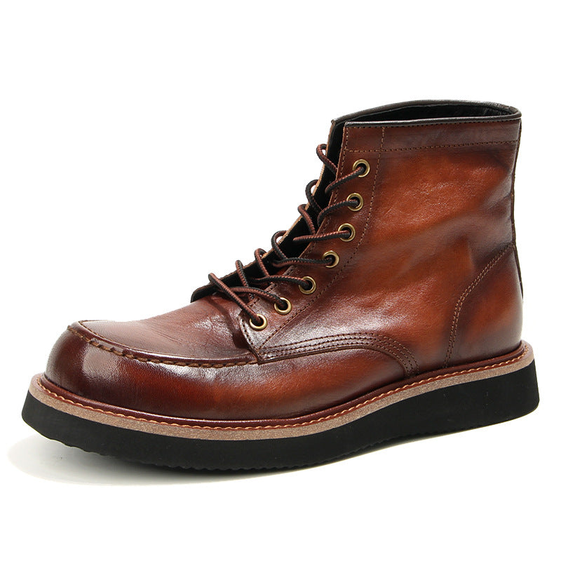 Retro Men's boots Genuine leather Men's ankle boots Handmade Luxury Men's shoes leather Boots Cowhide Business boots Quality