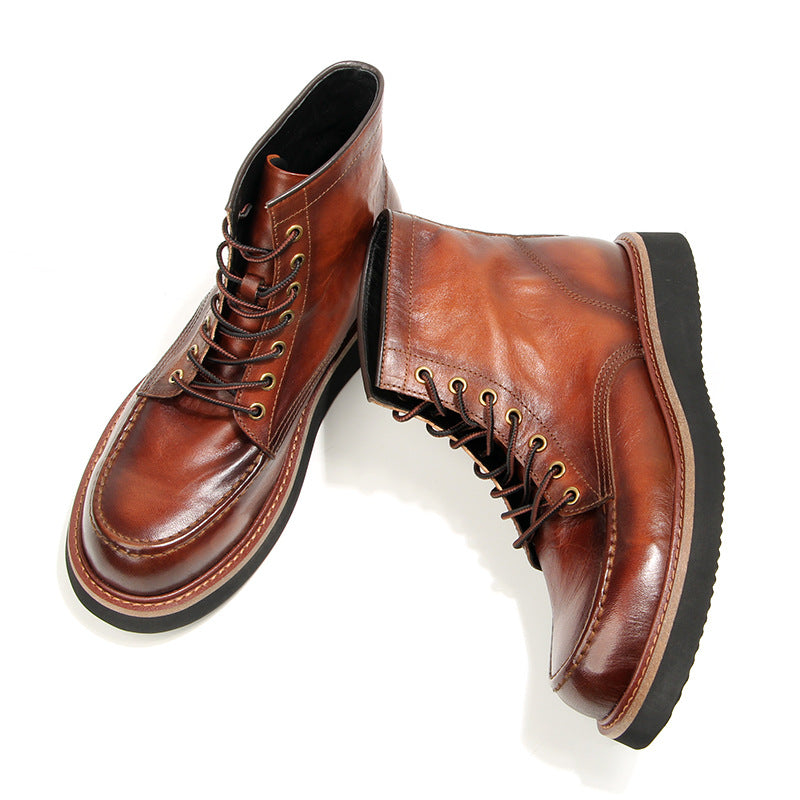 Retro Men's boots Genuine leather Men's ankle boots Handmade Luxury Men's shoes leather Boots Cowhide Business boots Quality