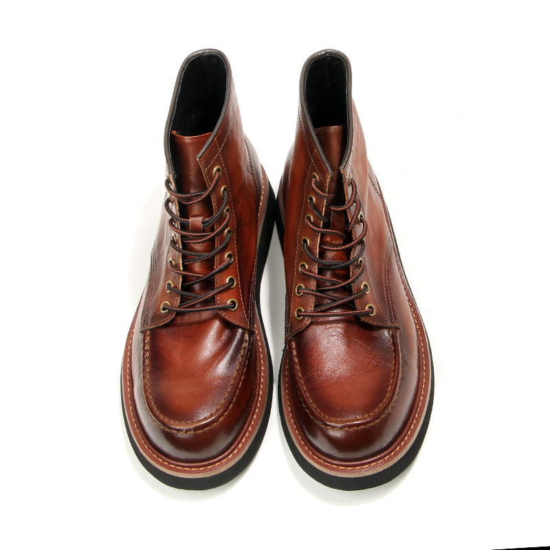 Retro Men's boots Genuine leather Men's ankle boots Handmade Luxury Men's shoes leather Boots Cowhide Business boots Quality