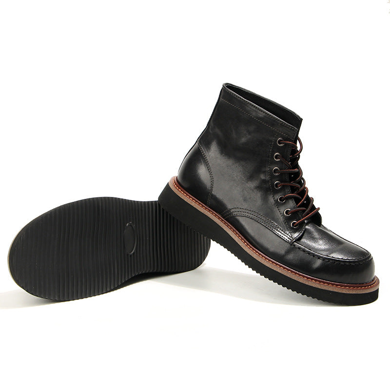 Retro Men's boots Genuine leather Men's ankle boots Handmade Luxury Men's shoes leather Boots Cowhide Business boots Quality
