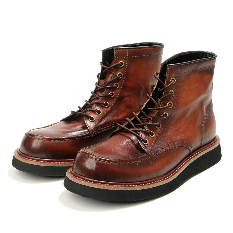 Retro Men's boots Genuine leather Men's ankle boots Handmade Luxury Men's shoes leather Boots Cowhide Business boots Quality