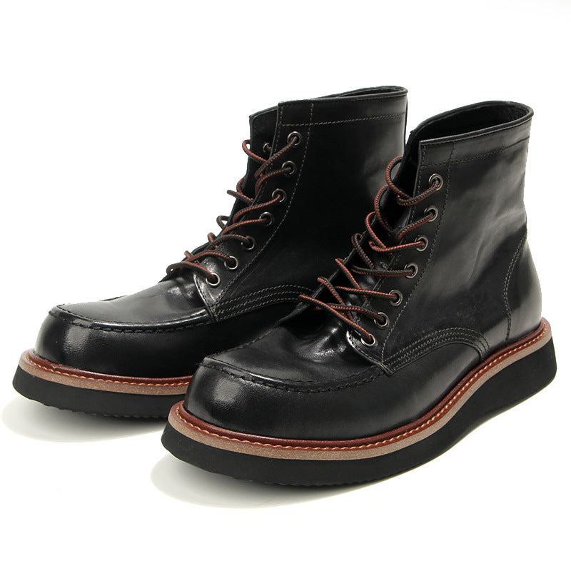 Retro Men's boots Genuine leather Men's ankle boots Handmade Luxury Men's shoes leather Boots Cowhide Business boots Quality