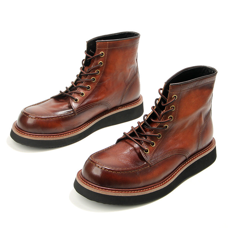 Retro Men's boots Genuine leather Men's ankle boots Handmade Luxury Men's shoes leather Boots Cowhide Business boots Quality