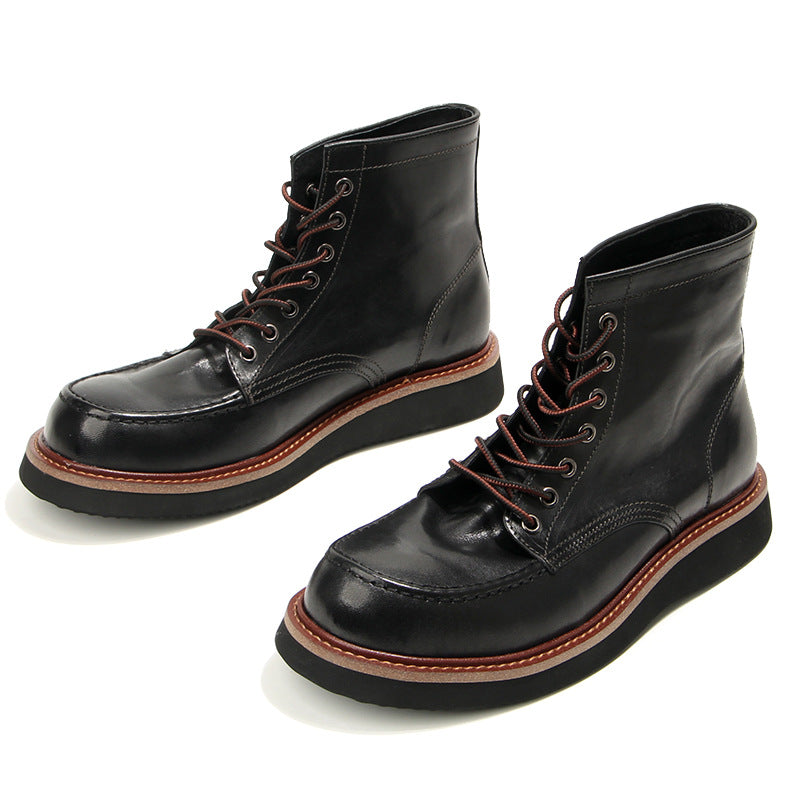 Retro Men's boots Genuine leather Men's ankle boots Handmade Luxury Men's shoes leather Boots Cowhide Business boots Quality