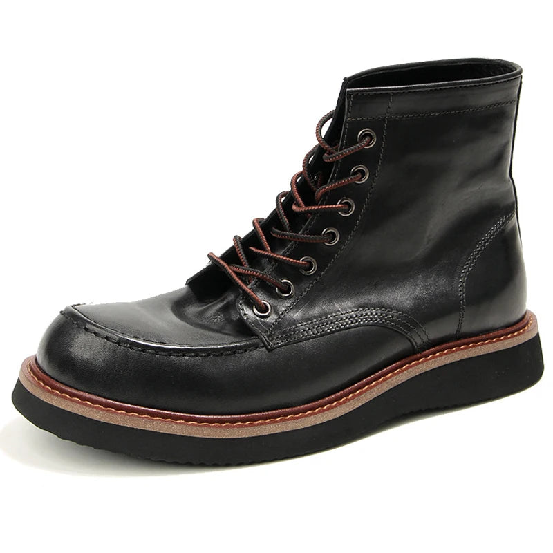 Retro Men's boots Genuine leather Men's ankle boots Handmade Luxury Men's shoes leather Boots Cowhide Business boots Quality