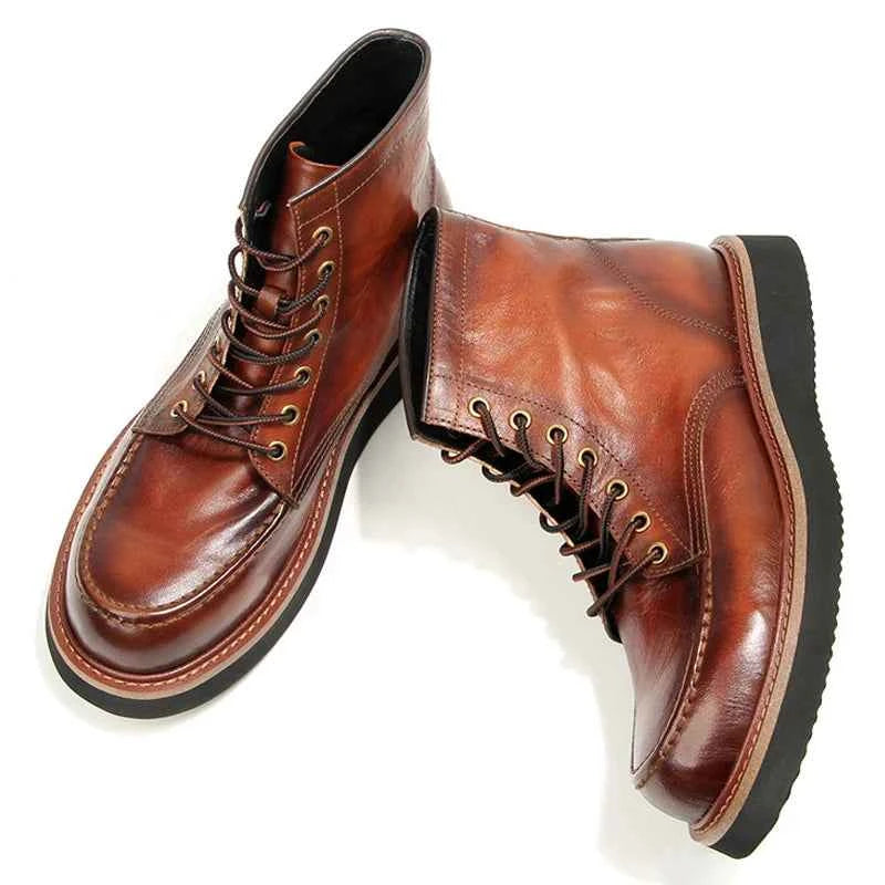 Retro Men's boots Genuine leather Men's ankle boots Handmade Luxury Men's shoes leather Boots Cowhide Business boots Quality