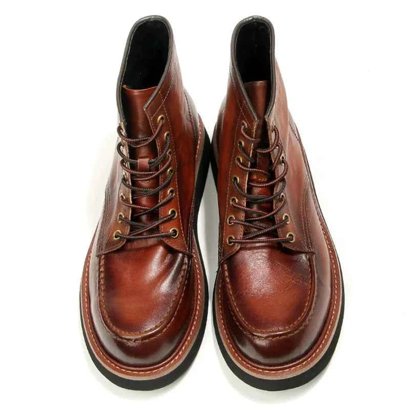 Retro Men's boots Genuine leather Men's ankle boots Handmade Luxury Men's shoes leather Boots Cowhide Business boots Quality