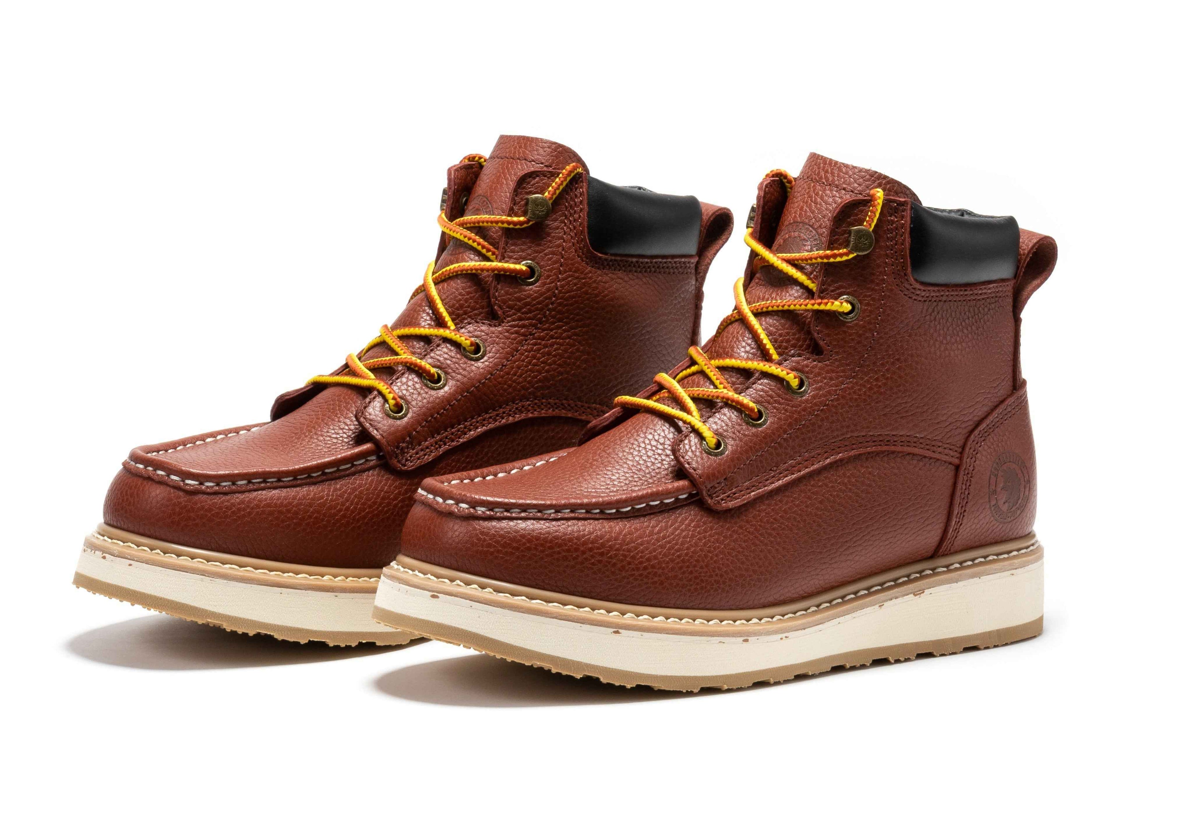 ROCKROOSTER Walker Men's Work Boots 6 Inch Brown Soft Toe Wedge SAP360 - Durable Comfort for Every Job